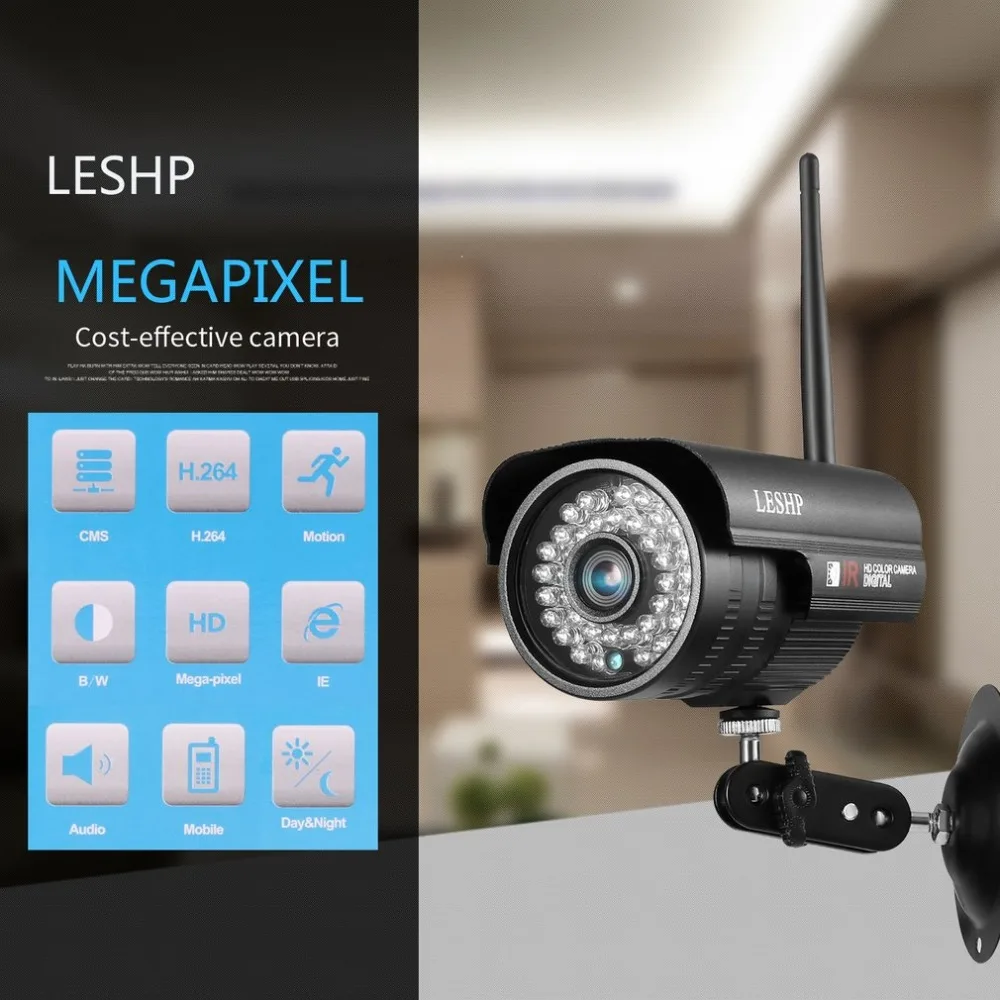 

1080P 2.0 Megapixel Progressive CMOS Sensor 36pcs IR LED With WIFI Color CCD IP Camera for Home Security