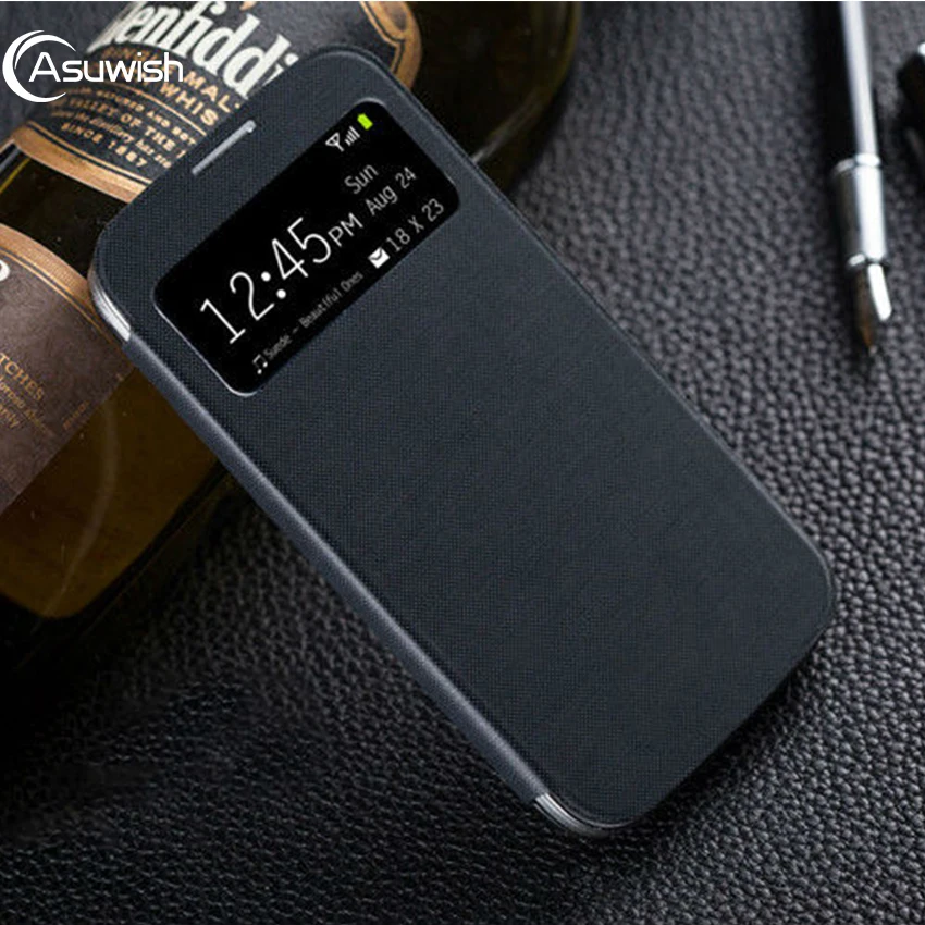 

Flip Cover Leather Phone Case For Samsung Galaxy S4 SIV S 4 IV GT 9500 I9500 I9505 GT-I9500 GT-I9505 Thin Back Case Clear View