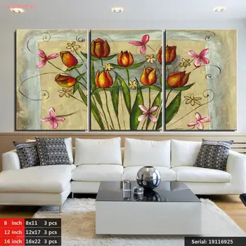 

3 PIECES MODERN ABSTRACT HUGE WALL ART OIL PAINTING ON CANVAS PRINT FOR THE GREEN AND RED FLOWERS FREE SHIPMENT19116925