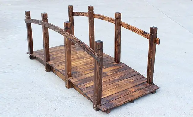 Wooden Bridge Stained Finish Decorative Solid Wood Garden Pond Arch Wooden Bridge Stained Finish Decorative Solid Wood Garden Pond Arch Walkway Outdoor Furniture Zen