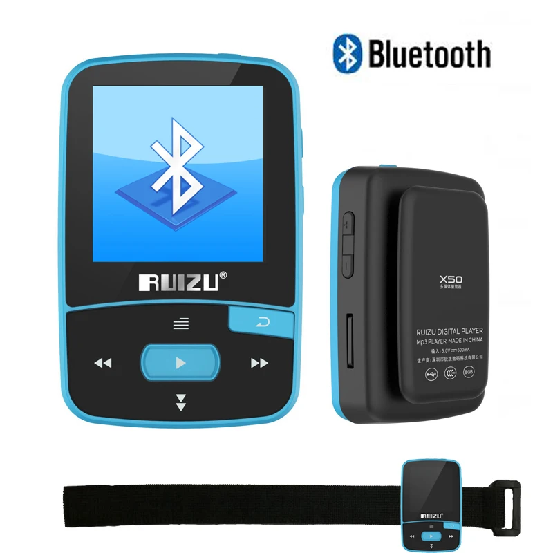 RUIZU X50 Mp3 плеер bluetooth Поддержка 64 Гб микро SD карты и FM радио голос Запись чтения электронных книг 1,8 дюймов с бесплатными наушниками