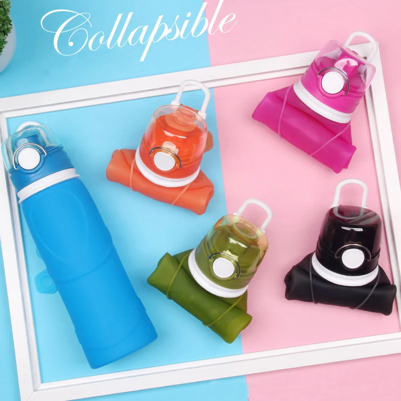 

BPA Free Portable Silicone Sport Squeeze Water Bottles Collapsible Foldable Reusable Bottle for Water Travel Bicycle Bottle