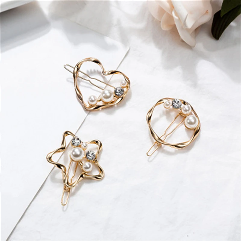 

Korea Simple Fashion Girl Temperament Wild Pearl Hairpin Word Clip Combination Network Temperament Bangs Clip Jewelry 2019