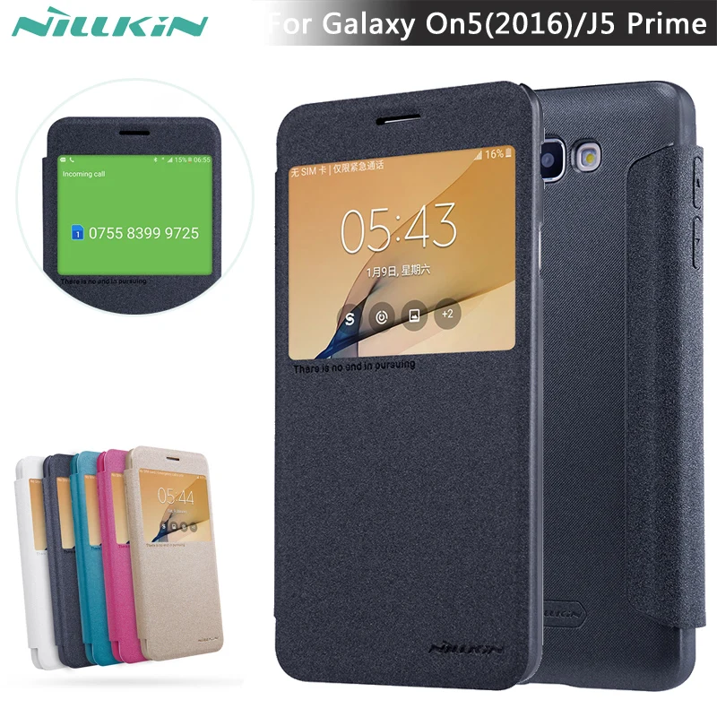 

case for samsung galaxy j5 prime case NILLKIN sparkle PU leather flip cover view window for samsung on5 2016 case 5.0 inch