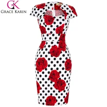 Vestidos de oficina para mujer 2020 verano estampado Floral ajustado 50s Vintage Rockabilly Pinup Bodycon Vestidos vestido de tubo para trabajo de talla grande 3XL