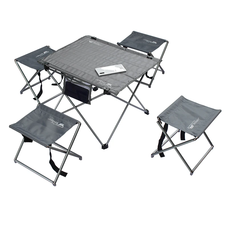 

4pcs Outdoor camping hiking waterproof ultra light durable folding table & stool set simple portable picnic table folding chair