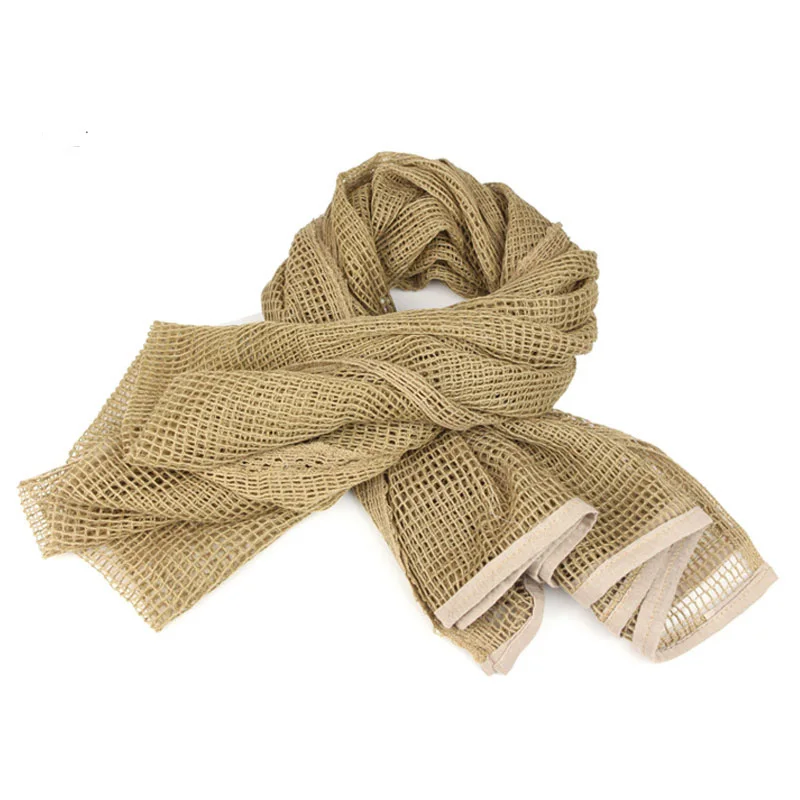 Арабский Универсальный Камуфляжный сетчатый шарф, открытый глушитель, дышащий Тактический капюшон, мусульманский хиджаб, шемаг, тактический пустынный арабский шарф - Цвет: Sand