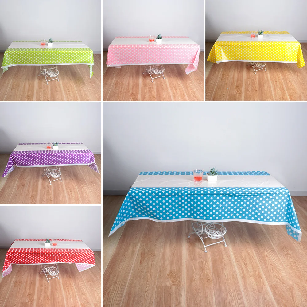 

New 108*180cm Polka Dots Party Plastic Tablecloth Cover Kids Birthday Party Decor Supplies Home Table Decor