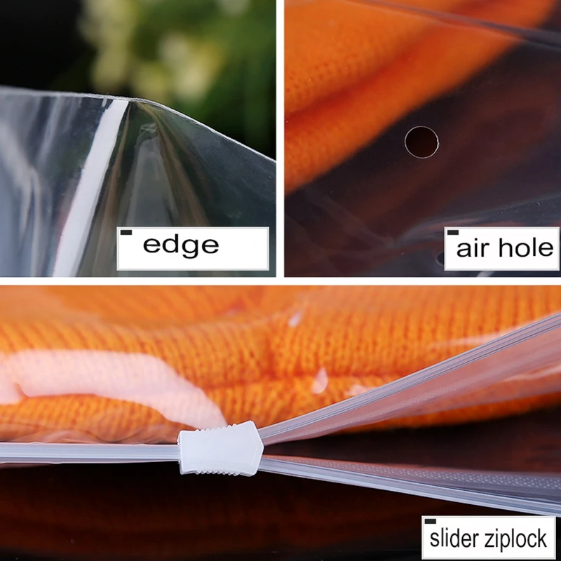 Reclosable clear plastic underwear storage bag for travel clothes packag transparent ziplock poly packaging by slider 50pcs/lot 2