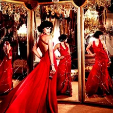 Красная юбка женщина перед зеркалом DIY живопись по номерам пигмент кисть ручная роспись креативная Цифровая живопись маслом