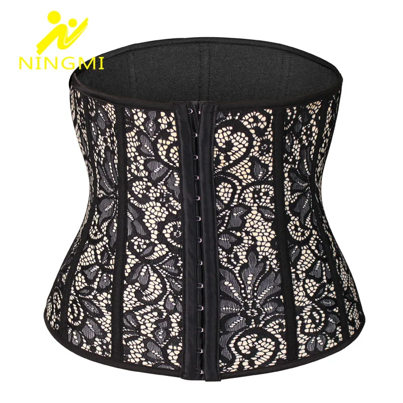 

NINGMI Sexy Lace Waist Trainer Shapewear Women Latex Neoprene Sauna Modeling Belt Weight Loss Strap Slimming Body Shaper Cincher