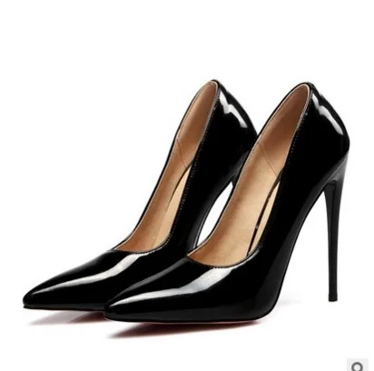 Ladies super high heel shoes sexy pointed toe pumps stiletto mujer high quality 12cm heels plus size 9 15 16 black red Ephemeral