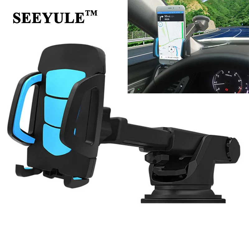 

1pc SEEYULE Universal Bracket Car Phone Holder Extendable Dashboard Mount Phone Windshield Stand for Samsung for Iphone