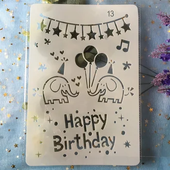 

1Pcs 26cm Happy Birthday Elephant DIY Craft Layering Stencils Painting Scrapbooking Stamping Embossing Album Paper Card Template