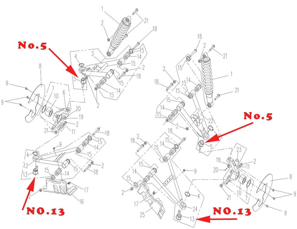 4 шт. шаровой шарнир для CFMOTO ATV CF500A/2A/X5/X6/X8 части № 9010-050700/9010-050800 для CF MOTO