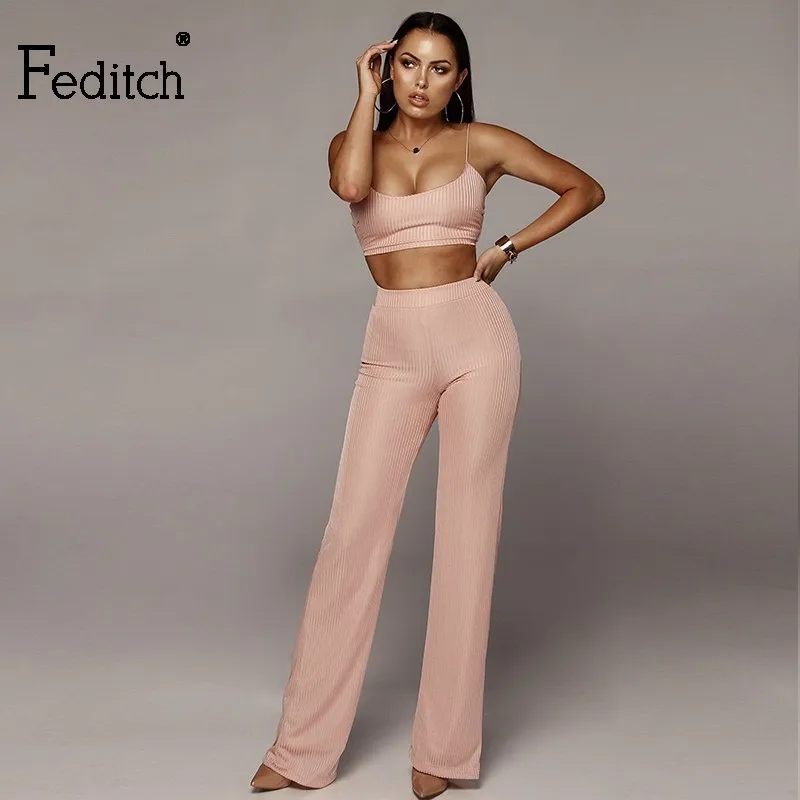 

Feditch Sexy Two Piece Set Outfits Crop Top And Solid Color Tops Shorts Simple Tracksuit Spaghetti Strap 2 Piece Set Women