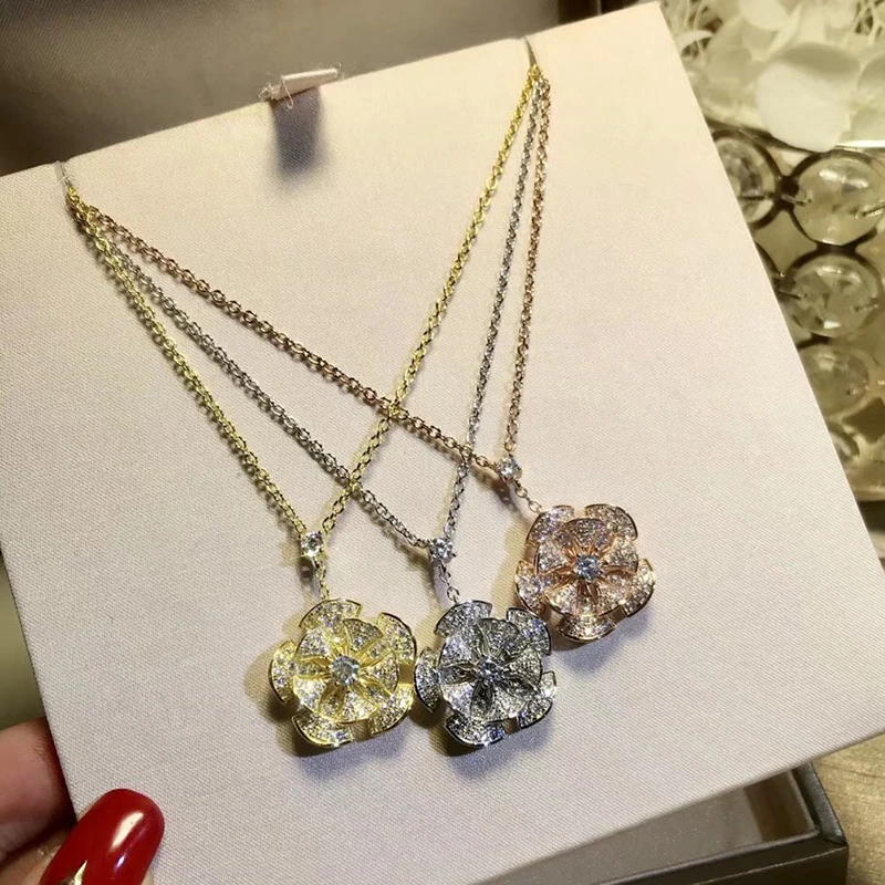 

Middle East hot Brand Pure 925 Sterling Silver Jewelry For Women Lotus Flower Necklace Pendant Luck Sakura Wedding Party jewerly