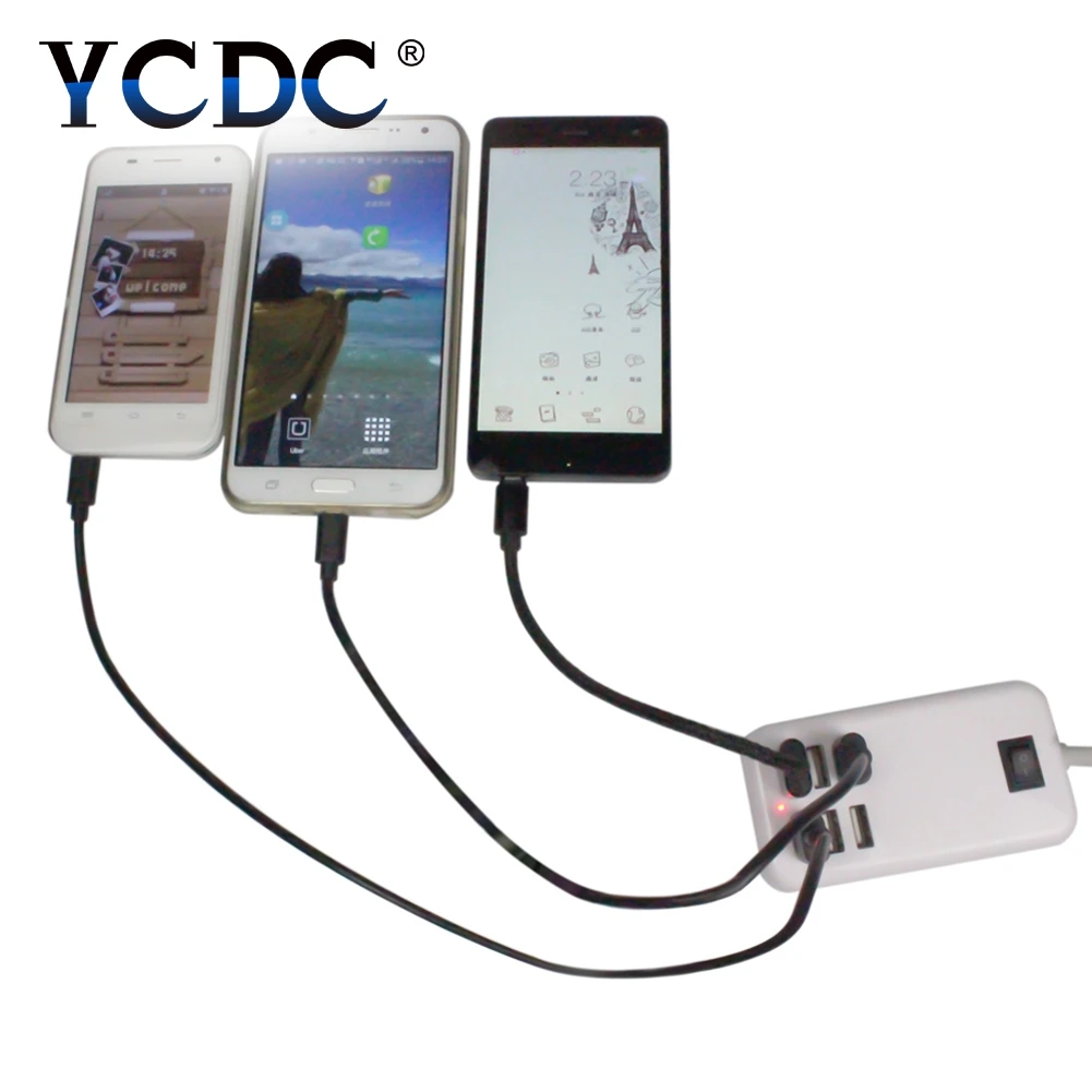 YCDC Белая настенная розетка USB с 6 usb портами удлинительная переключатель ЕС США