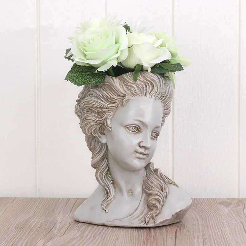 Греческая богиня фигурка Adilina голова скульптура цветочный горшок имитация гипса рисунок эскиз бонсай Ретро предмет интерьера, украшение