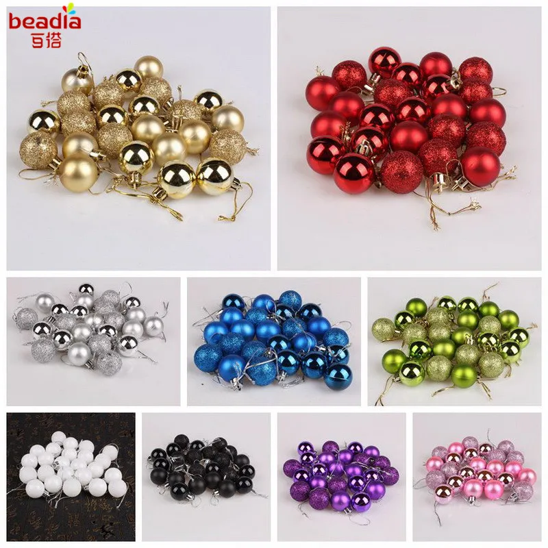 

3cm 24pcs/set Glitter Chic Christmas Baubles Ball Ornaments Party Festive Party Supplies Tree Decoration Supplies