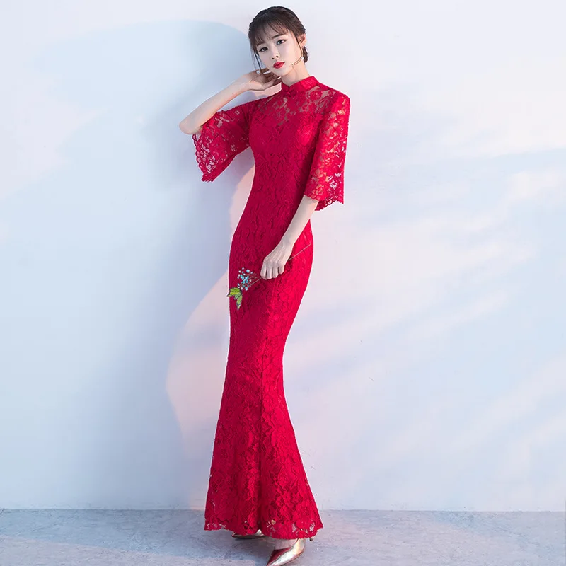 lace cheongsam wedding dress
