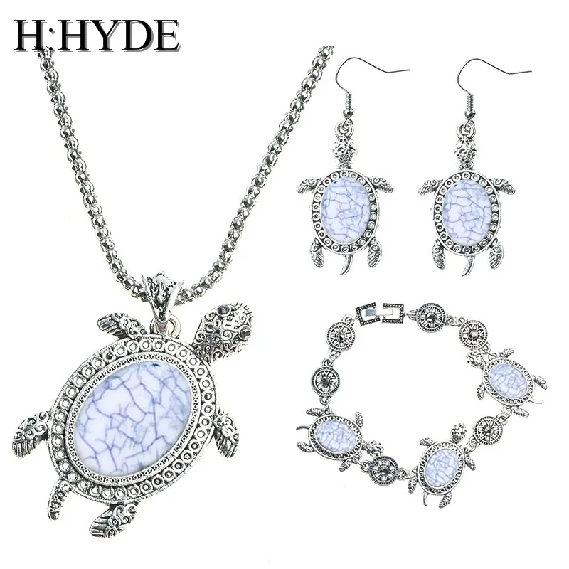 H:HYDE классический довольно зеленый натуральный камень Черепаха Форма набор