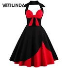 Save 14.44 on VESTLINDA Vintage 50s 60s Rockabilly Summer Dress 2017 Sexy Halter Women Dress Robe Plus Size Pin Up Retro Party Dresses Vestido