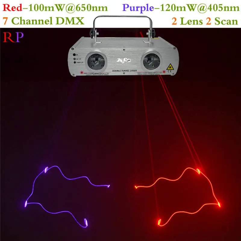 

Shinp DMX 7CH 2 Lens Red Purple Laser Scan Lights Beam Profession Party DJ KTV Home Projector Bar Show Stage Lighting DL-22RP