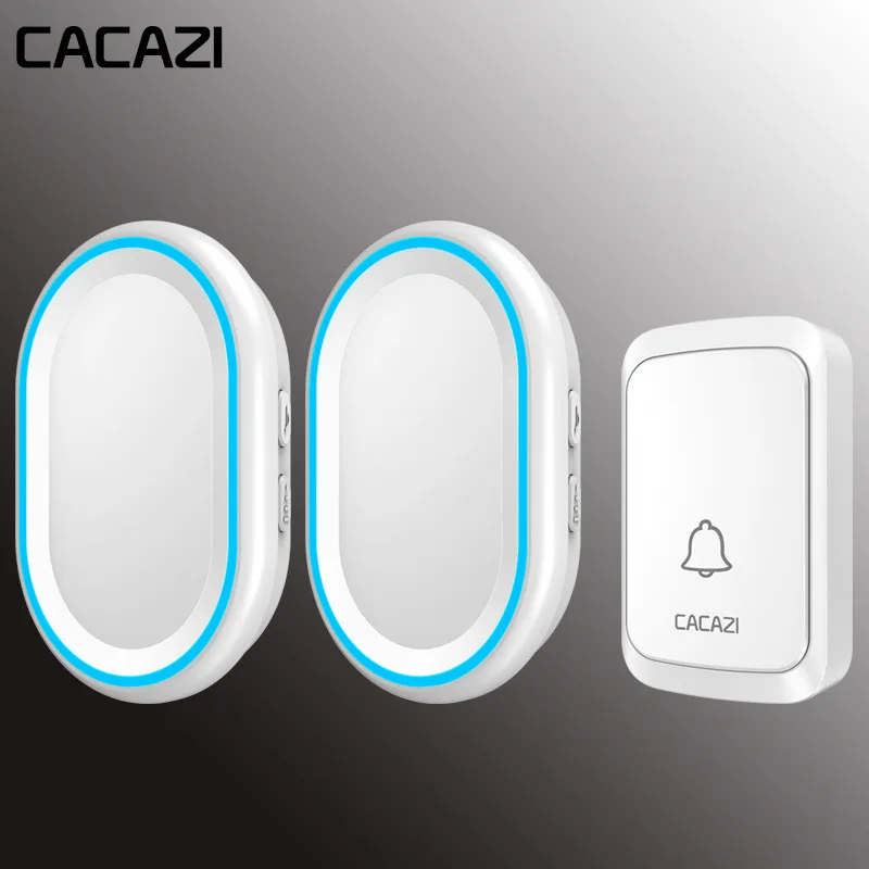 

CACAZI Home Wireless Intelligent Doorbell LED Night light 300M Remote Waterproof bell 58 Chimes US EU Plug 1 Button 1 2 Receiver