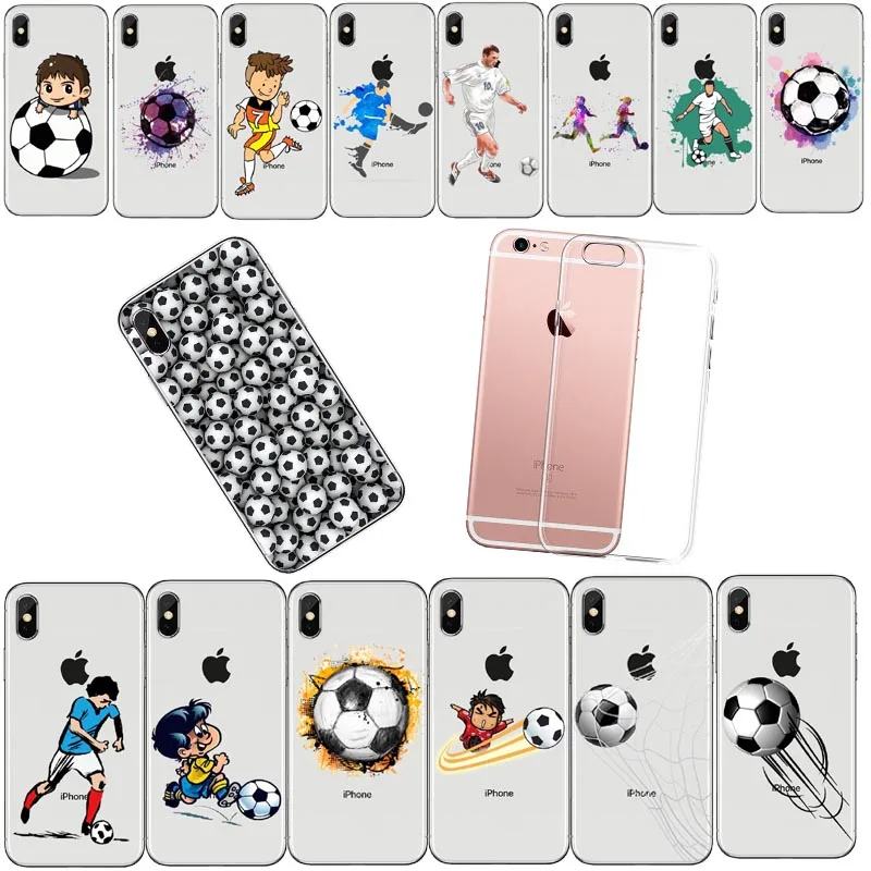 

Football Soft TPU Silicone Case Cover For iPhone XS Max 8 8Plus 7 6 6SPlus XR 5S SE Personality Football Soccer Cartoon Cover