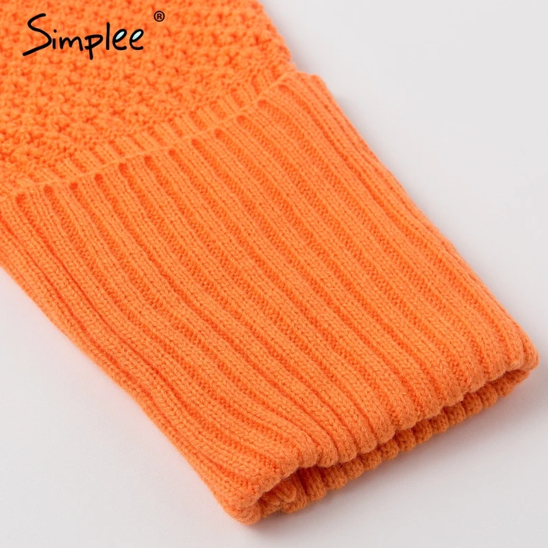 SimpleeОранжевый водолазка вязаный женский пуловер свитер Vintage дамы с длинным рукавом осень-зима свитер Повседневный джемпер