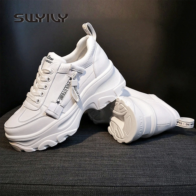 

SWYIVY Fashion Sneakers For Women Shoes Causal Spring Female Plaform Sneakers White Shoe Women Ulaazng Chunky Sneaker 2019 New