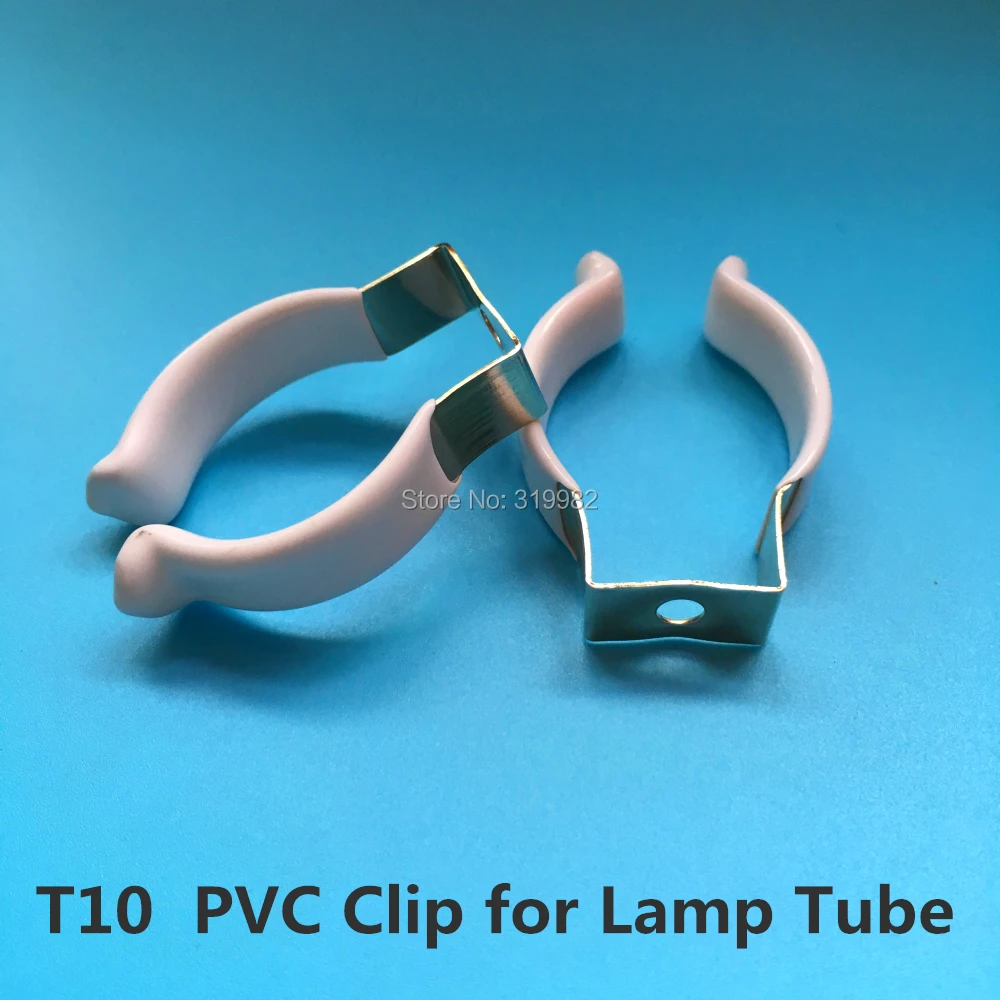 

50 PCS T10 PVC U Clip Wedge Tube Lamp Base Strong Holder Connector Metal with White Cover surface for LED Fluorescent Light