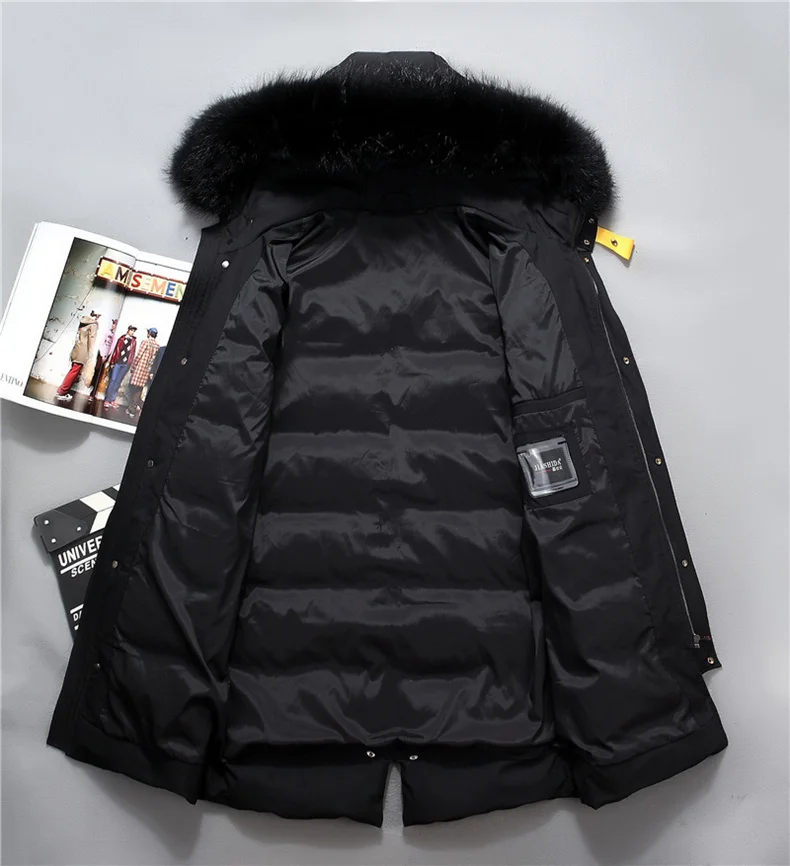 01 VSD Warm Winter Down Jacket Windproof Hooded Collar Men's Parka Male Big Coat Smart Casual Covered Button  (7)