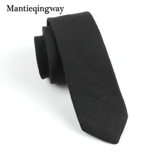 6 см узкая Шея Галстуки для мужчин хлопок сплошной цвет черный галстук для свадьбы 6 см гравата, тонкий мужской галстук