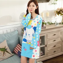Long sleeve Women nightdress female autumn lovely nightgown ladies sleepshirts Girl loose big yards nightwear free shipping