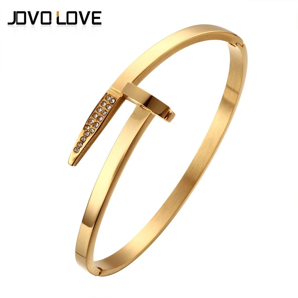 

Fashion Rose Gold Screw Bracelets for Women Men Charm Cubic Zirconia Paved Stainless Steel Bracelet Nail Design Bangle Jewelry