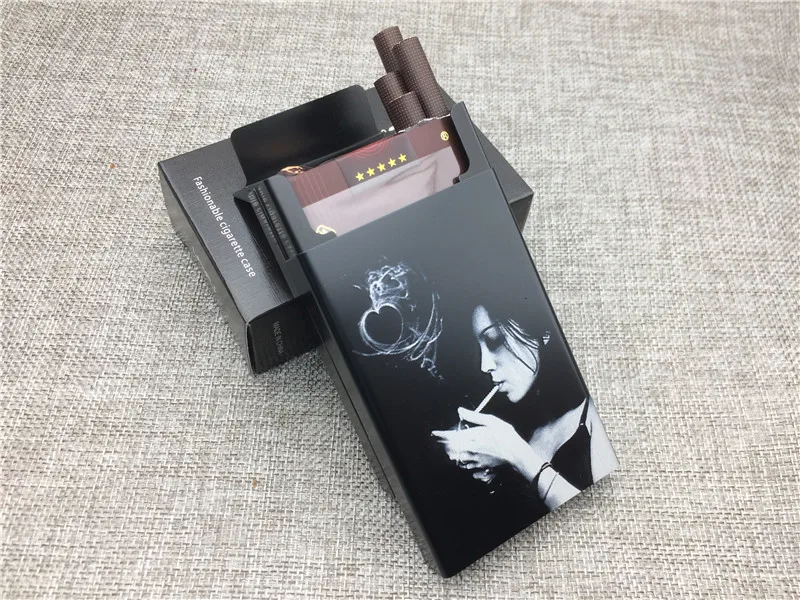 LF040 персонализированные моды курить девушка одинокая девушка алюминиевый сплав сигареты чехол Лазерная резная не выцветает коробки для сигарет