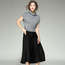 Multiflora High Neck Knitted Patched A line Dress Spring Summer
