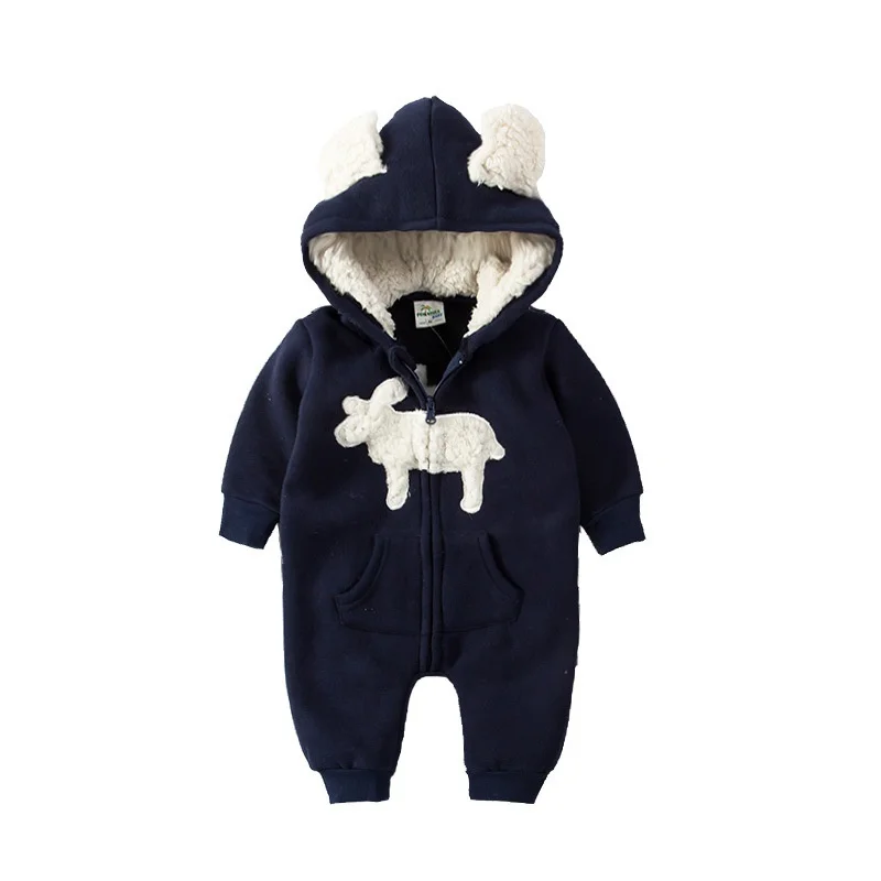 Осенний комбинезон для новорожденных; зимняя одежда для младенцев; комбинезон для маленьких мальчиков и девочек; костюм с капюшоном; плотная теплая верхняя одежда для малышей - Цвет: A1-Mohair