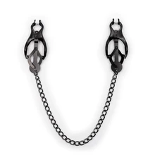 Grampos de mamilos de metal preto, grampos de mamilos de aço, estimulador de clitóris, brinquedos sexuais de fetiche para mulheres, plugue bdsm, esposas de bondage