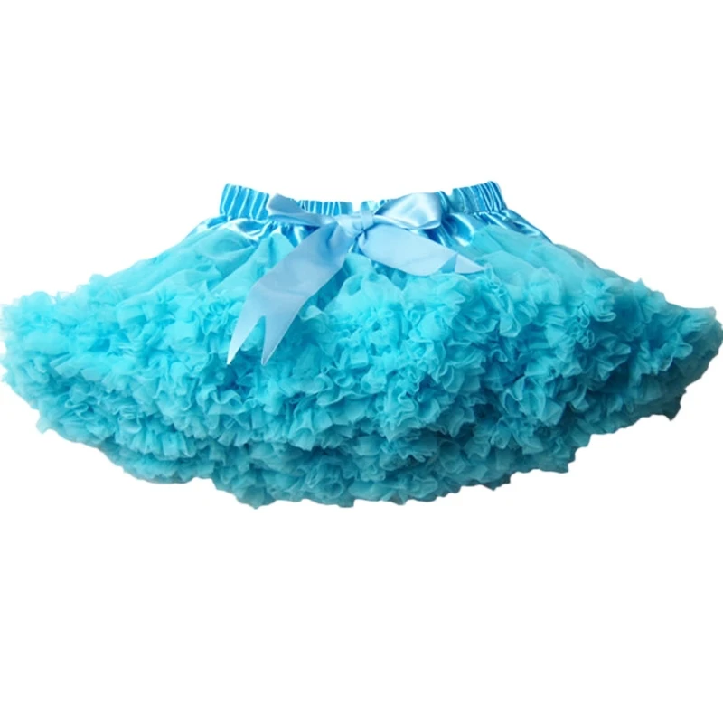 2 шт., экстра-пушистый мини-юбка для девочек и взрослых, Женская мини-юбка-пачка, 2 слоя с подкладкой, праздничная одежда для танцев, тюль для нижней юбки, юбка - Цвет: sky blue