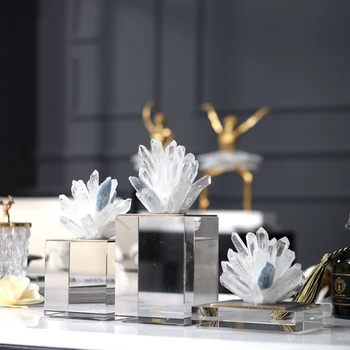 

Luxurious Home Decoration Accessories White And Blue Coral Spar Statue Crystal Crafts Ornament Creative Artwork Figurines