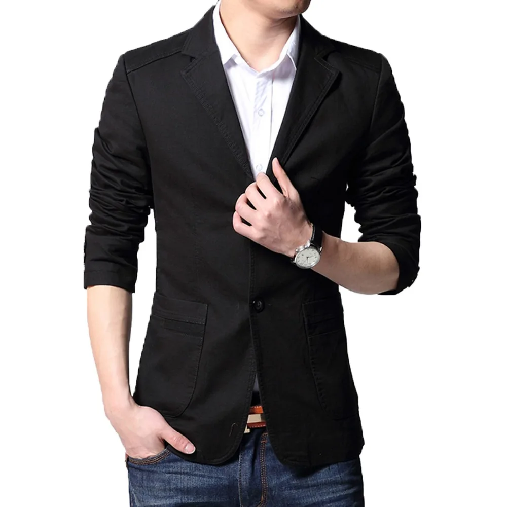 2017 Blazers Slim Fit Casual jacket Cotton Jacket Single Button Men