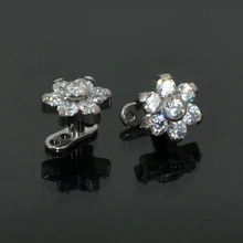 G23 Titanium Flower Top with Water Opals Zircon Dermal Anchor Piercing Body Jewelry