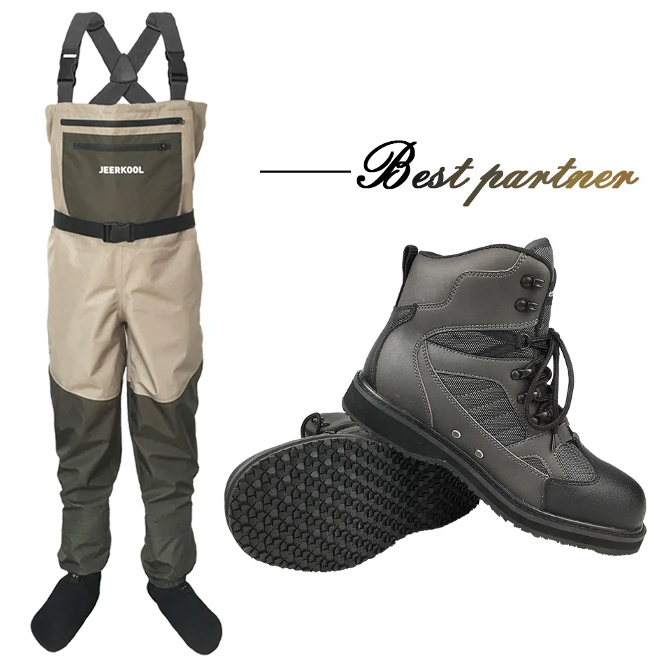 

Fly Fishing Wading Shoes Rubber Sole & Pants Waterproof Clothes Waders Outdoor Hunting Overalls Boots Rock Aqua Upstreams Shoes