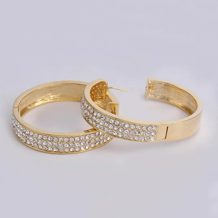 Círculo Luxo Strass Geométricas Brincos de Argola Jóias E0410 2