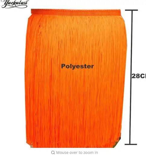 1" Длинная Бахрома Латинская бахрома кисточка кружевная танцевальная одежда макраме Самба Обрезка платье-пачка отделка мягкая швейная аппликация 28-30 см - Цвет: Orange