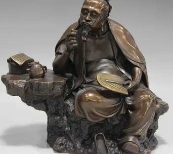 

Chinese Folk Culture HandMade careful Pure Bronze statue Tea - St Lu Yu Statue