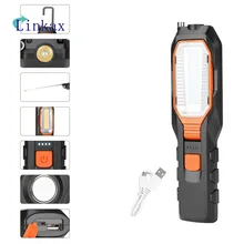 COB светодиодный рабочий свет Регулируемая инспекционная лампа Магнитный ручной фонарь USB Перезаряжаемый фонарь для кемпинга с крюком